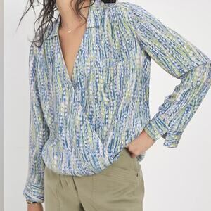 Pilcro Blue and Green Patterned Blouse